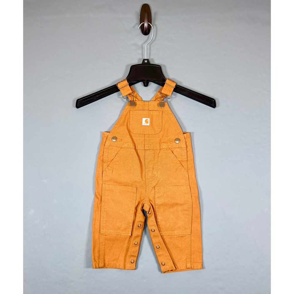 Carhartt Baby Toddler Bib Overalls 6M Classic Brown Duck Canvas Snap Legs